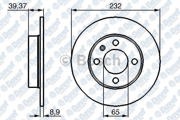 BOSCH 0986478492 Fren Diski Arka 232mm Seat Cordoba (96-02) Ibiza Iii 1.4 1.6 (96-02) Polo 1.4 1.6 (99-01)